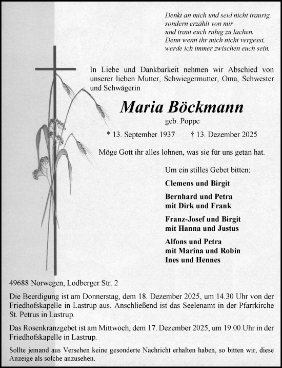 Anzeige von Maria Böckmann von OM-Medien