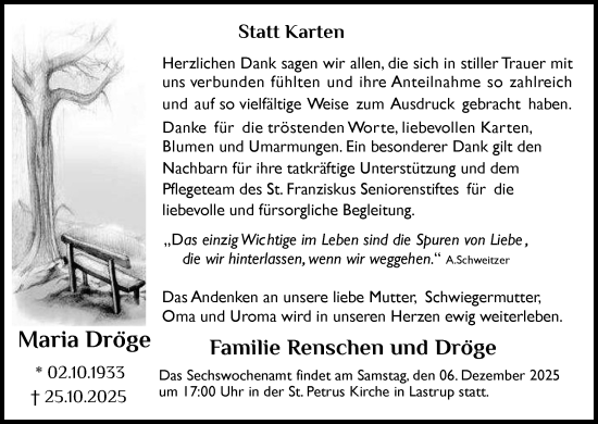 Anzeige von Maria Dröge von OM-Medien