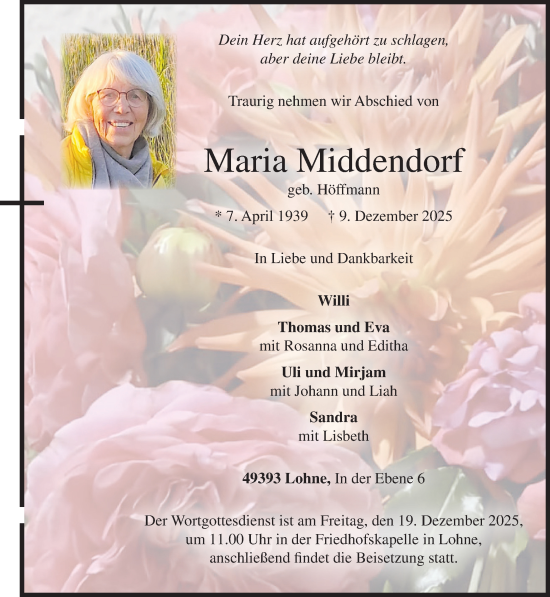 Anzeige von Maria Middendorf von OM-Medien
