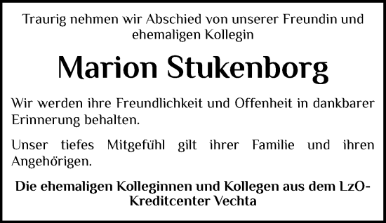 Anzeige von Marion Stukenborg von OM-Medien