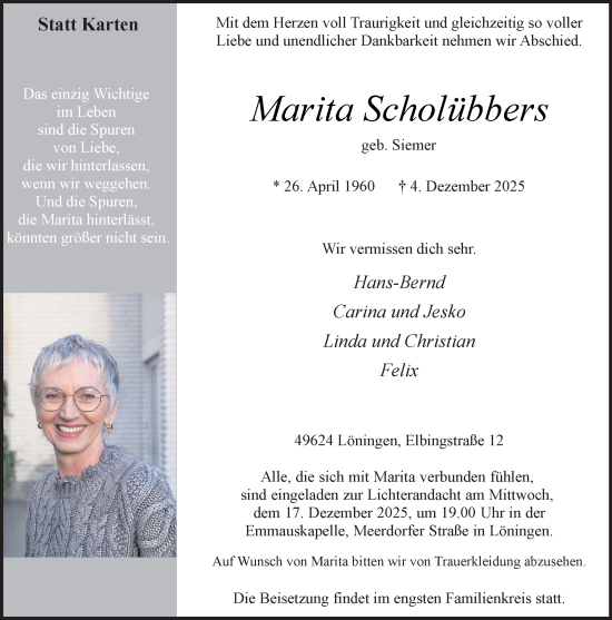 Anzeige von Marita Scholübbers von OM-Medien