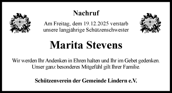 Anzeige von Marita Stevens von OM-Medien
