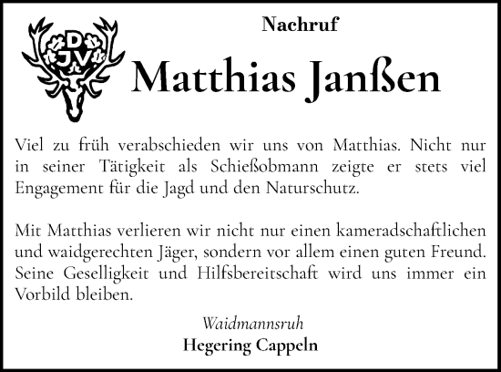 Anzeige von Matthias Janßen von OM-Medien