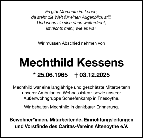 Anzeige von Mechthild Kessens von OM-Medien