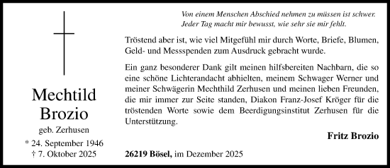 Anzeige von Mechtild Brozio von OM-Medien