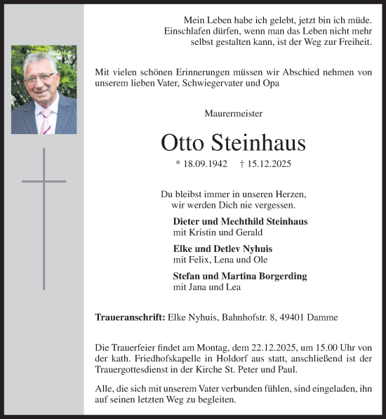 Anzeige von Otto Steinhaus von OM-Medien