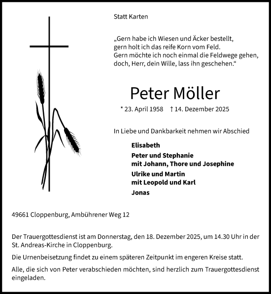 Anzeige von Peter Möller von OM-Medien