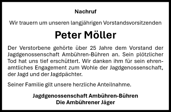 Anzeige von Peter Möller von OM-Medien