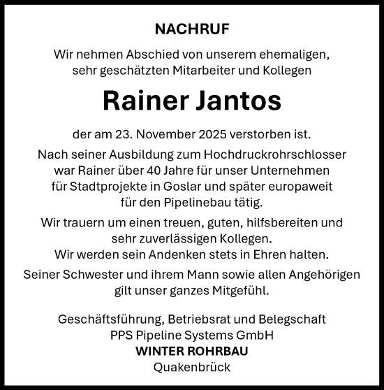 Anzeige von Rainer Jantos von OM-Medien