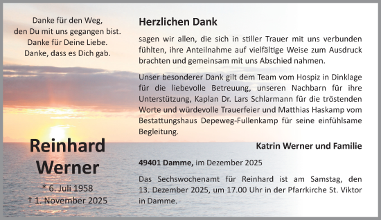 Anzeige von Reinhard Werner von OM-Medien