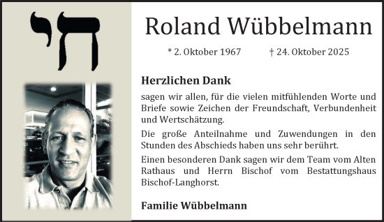 Anzeige von Roland Wübbelmann von OM-Medien