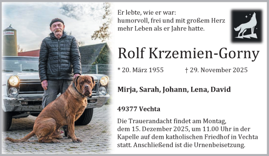Anzeige von Rolf Krzemien-Gorny von OM-Medien