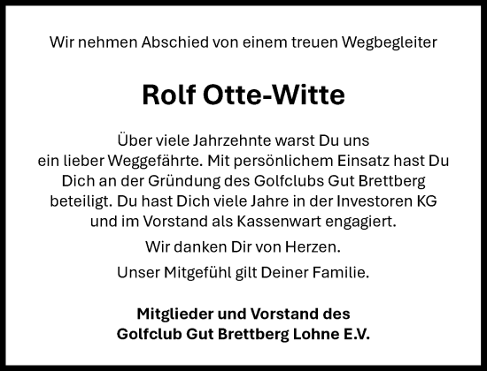 Anzeige von Rolf Otte-Witte von OM-Medien