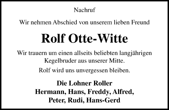 Anzeige von Rolf Otte-Witte von OM-Medien