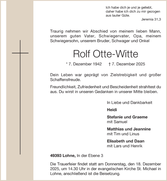 Anzeige von Rolf Otte-Witte von OM-Medien