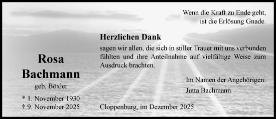 Anzeige von Rosa Bachmann von OM-Medien