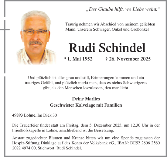 Anzeige von Rudi Schindel von OM-Medien
