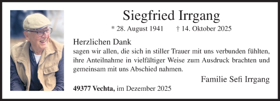 Anzeige von Siegfried Irrgang von OM-Medien