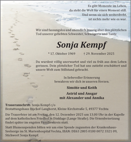 Anzeige von Sonja Kempf von OM-Medien
