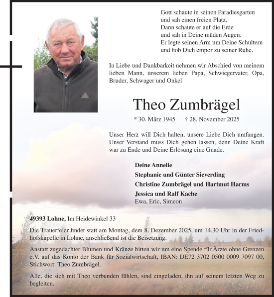 Anzeige von Theo Zumbrägel von OM-Medien