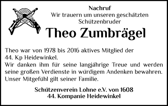 Anzeige von Theo Zumbrägel von OM-Medien