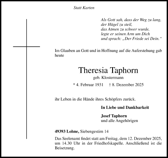 Anzeige von Theresia Taphorn von OM-Medien