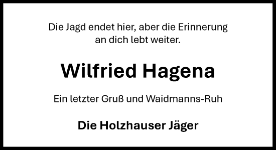 Anzeige von Wilfried Hagena von OM-Medien