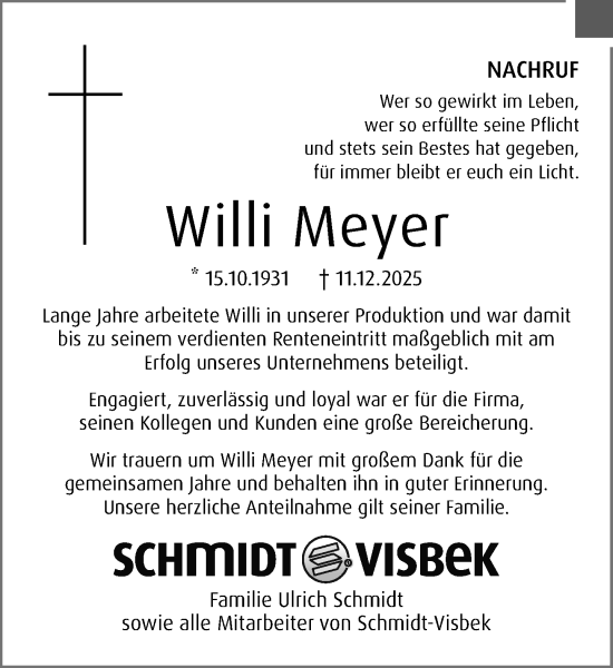 Anzeige von Willi Meyer von OM-Medien