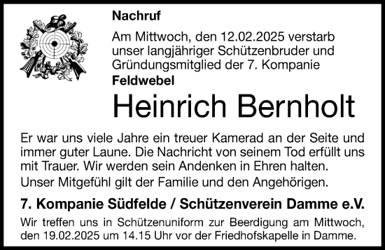 Anzeige von Heinrich Bernholt  von OM-Medien