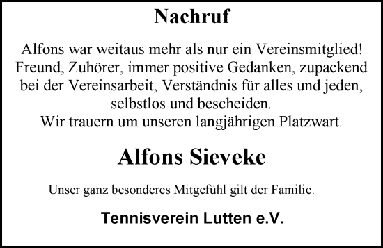 Anzeige von Alfons Sieveke von OM-Medien