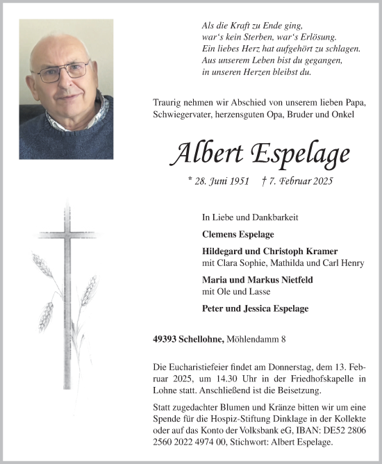 Anzeige von Albert Espelage  von om-medien