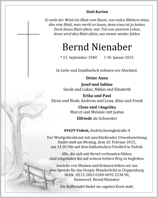 Anzeige von Bernd Nienaber  von OM-Medien