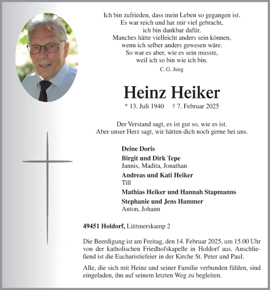 Anzeige von Heinz Heiker  von OM Medien