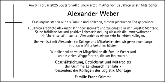 Anzeige von Alexander Weber von OM-Medien