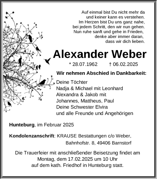 Anzeige von Alexander Weber von OM-Medien