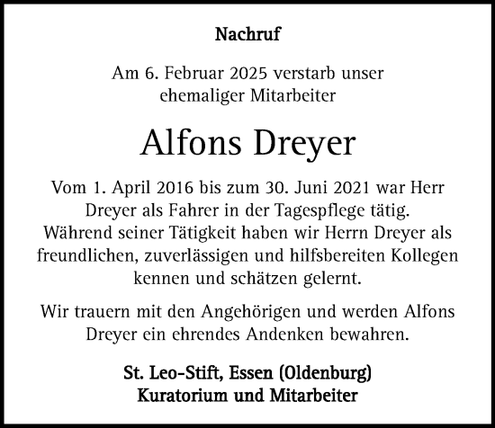 Anzeige von Alfons Dreyer von OM-Medien