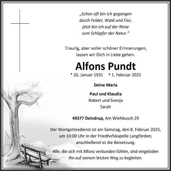 Anzeige von Alfons Pundt von OM-Medien