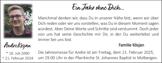 Anzeige von Andre Kösjan von OM-Medien