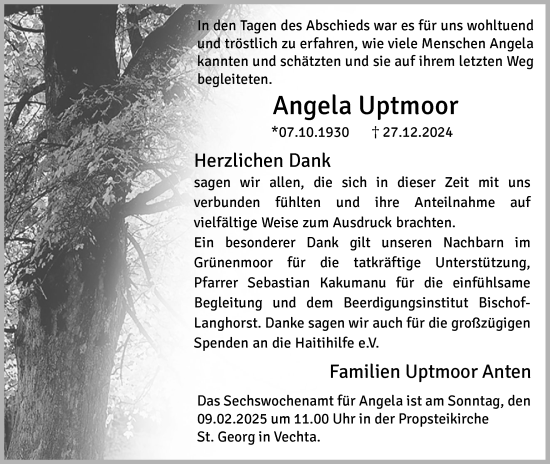 Anzeige von Angela Uptmoor von OM-Medien