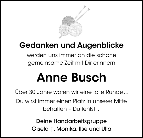 Anzeige von Anne Busch von OM-Medien
