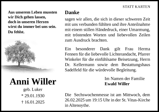 Anzeige von Anni Willer von OM-Medien