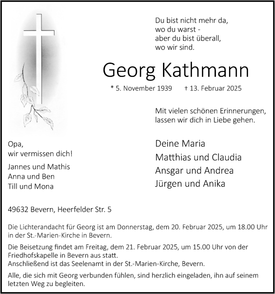 Anzeige von Georg Kathmann von OM-Medien
