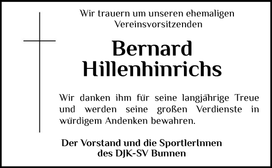 Anzeige von Bernard Hillenhinrichs von OM-Medien