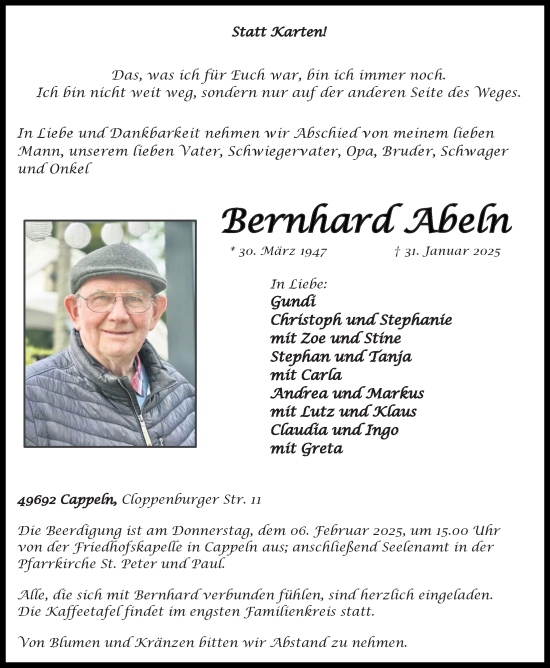 Anzeige von Bernhard Abeln von OM-Medien