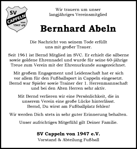 Anzeige von Bernhard Abeln von OM-Medien