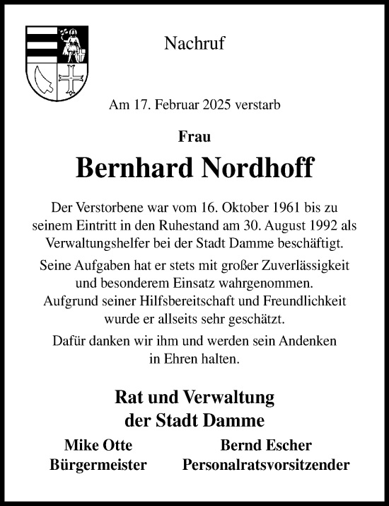 Anzeige von Bernhard Nordhoff von OM-Medien