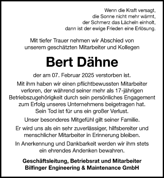 Anzeige von Bert Dähne von OM-Medien