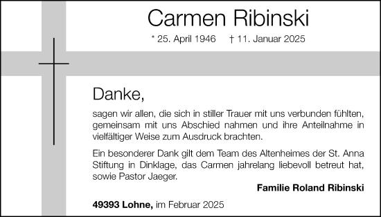 Anzeige von Carmen Ribinski von OM-Medien