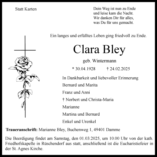 Anzeige von Clara Bley von OM-Medien