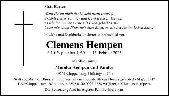 Anzeige von Clemens Hempen von OM-Medien